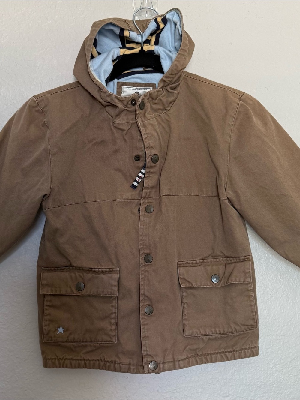 Joules Green Hooded Kids Raincoat with Star Pocket Detail